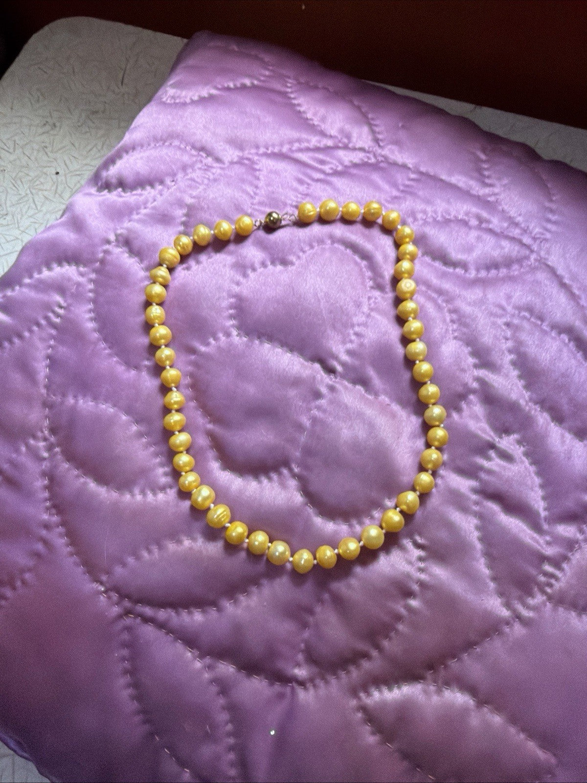 SOUTH SEA NATURAL yellow PEARL NECKLACE 11-12MM 14K GOLD CLASP 18''