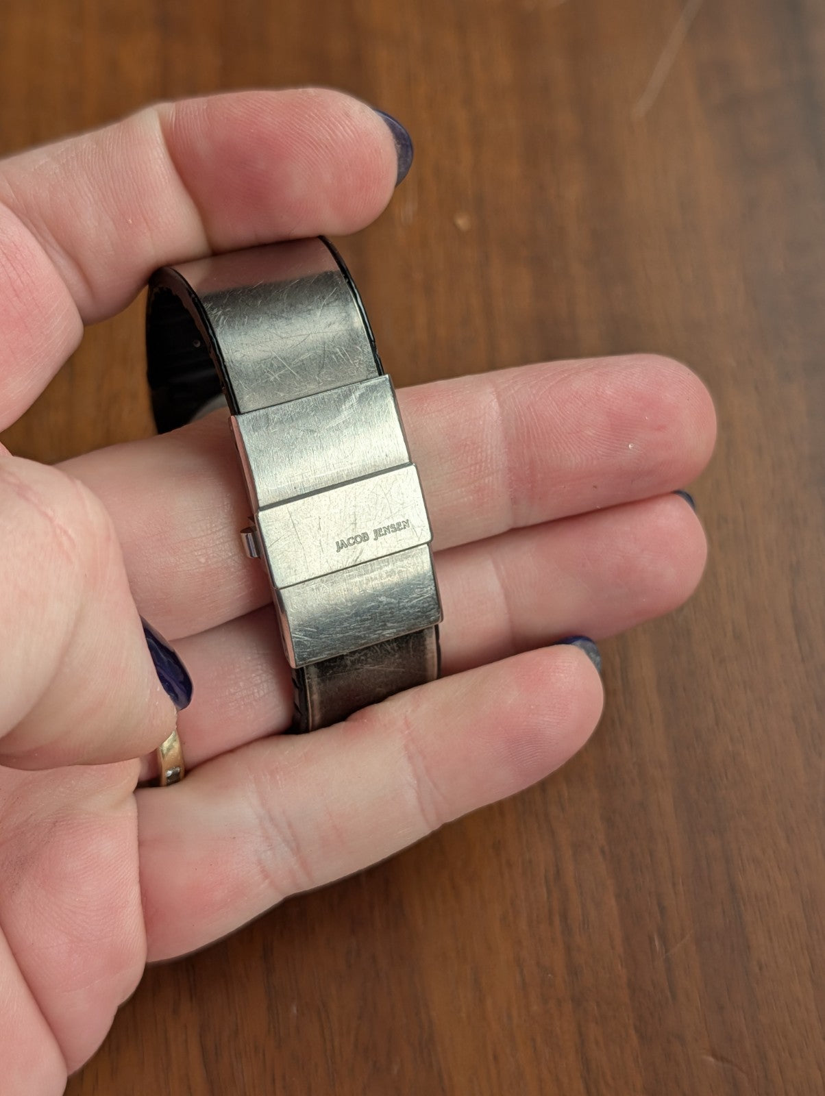 Jacob Jensen 510 Steel Titanium Rectangle Quartz Watch AS IS New Battery 
