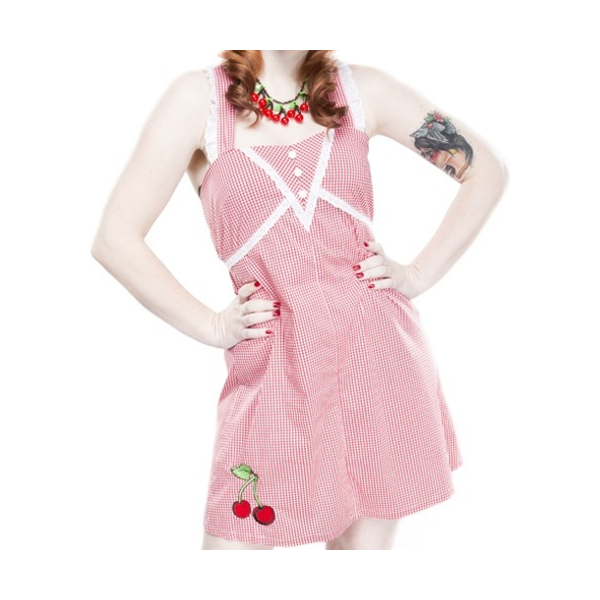 Sourpuss Gingham Cherry Bop Retro 1950s Cherries Dress