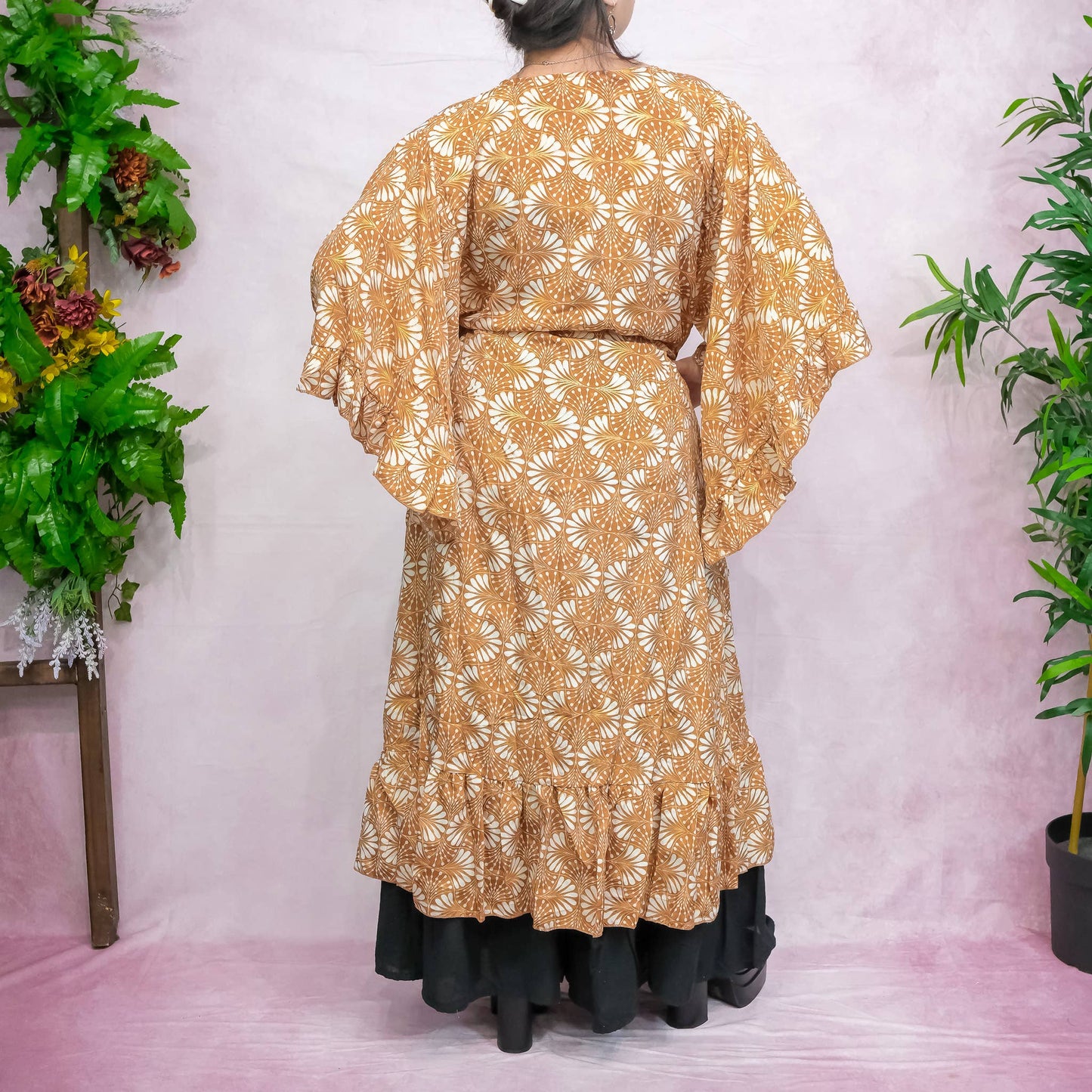 Flowy Ruffle Boho Long Kimono with Pockets