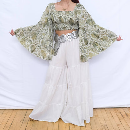 Bohemian Flowy Long Ruffle Sleeve Top