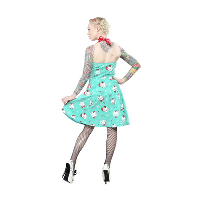 Sourpuss Retro Christmas Kitties Cats 1950s Polka Dots Dress