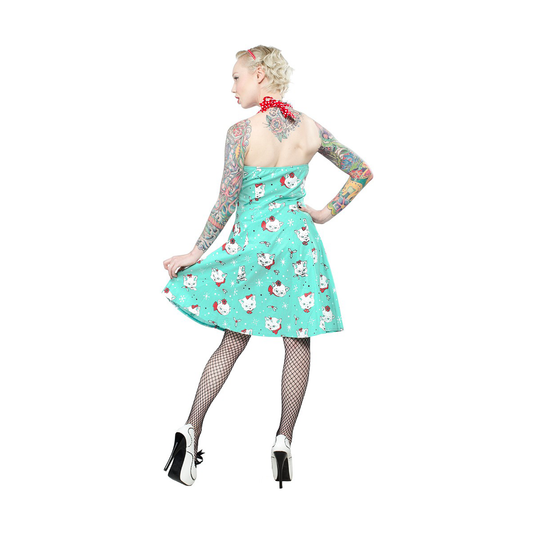 Sourpuss Retro Christmas Kitties Cats 1950s Polka Dots Dress
