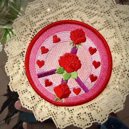 "Peace & Roses" Embroidered Patch