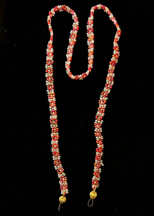Handmade Red & Silver Beaded Eyeglass Chain / Necklace