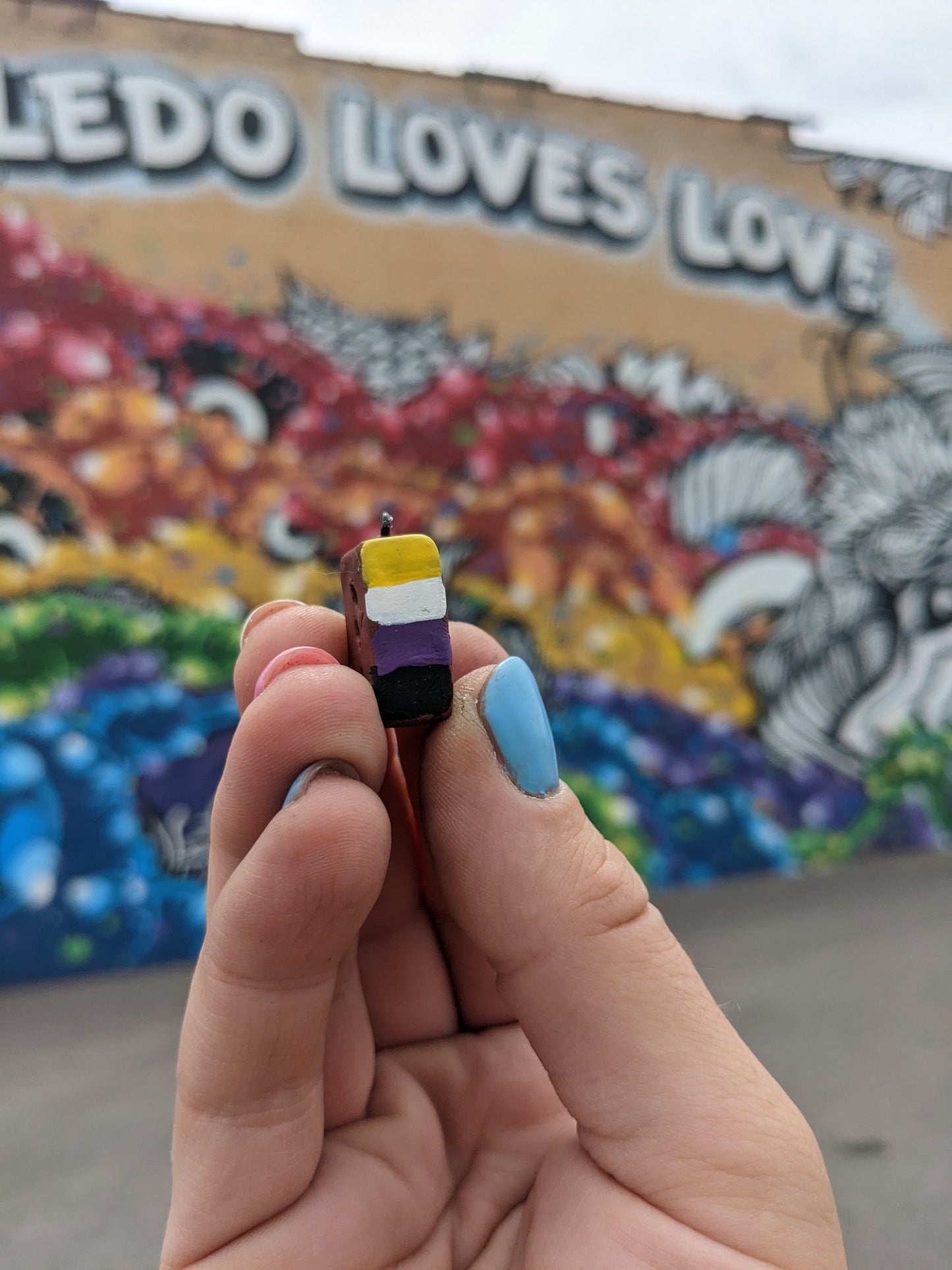 Pride Brick Charm – Handcrafted Polymer Clay Charm by Alan Dow