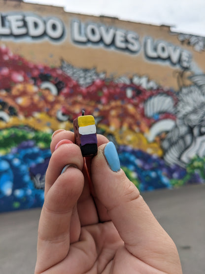Pride Brick Charm – Handcrafted Polymer Clay Charm by Alan Dow