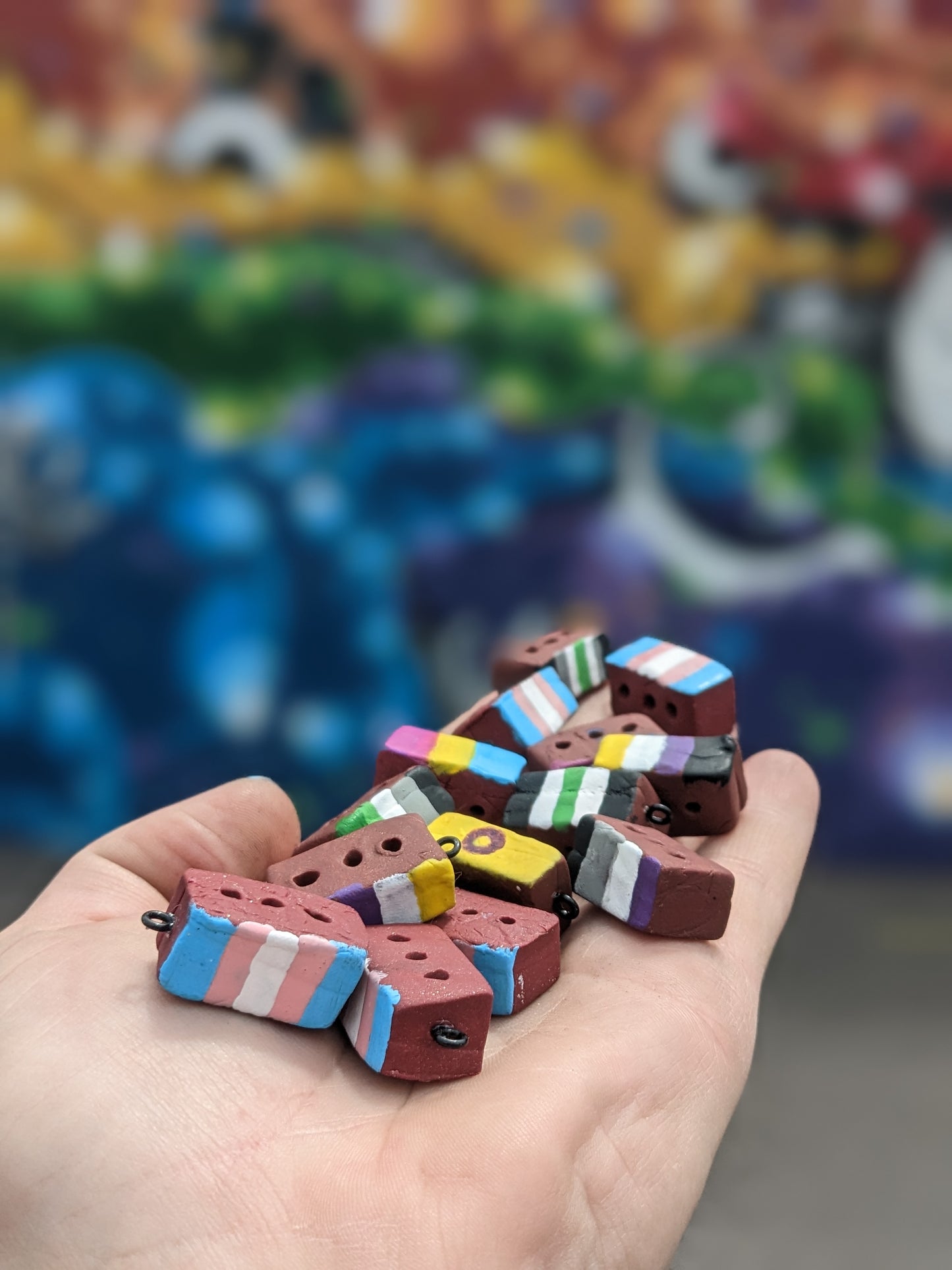 Pride Brick Charm – Handcrafted Polymer Clay Charm by Alan Dow