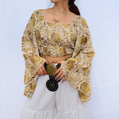 Bohemian Flowy Long Ruffle Sleeve Top