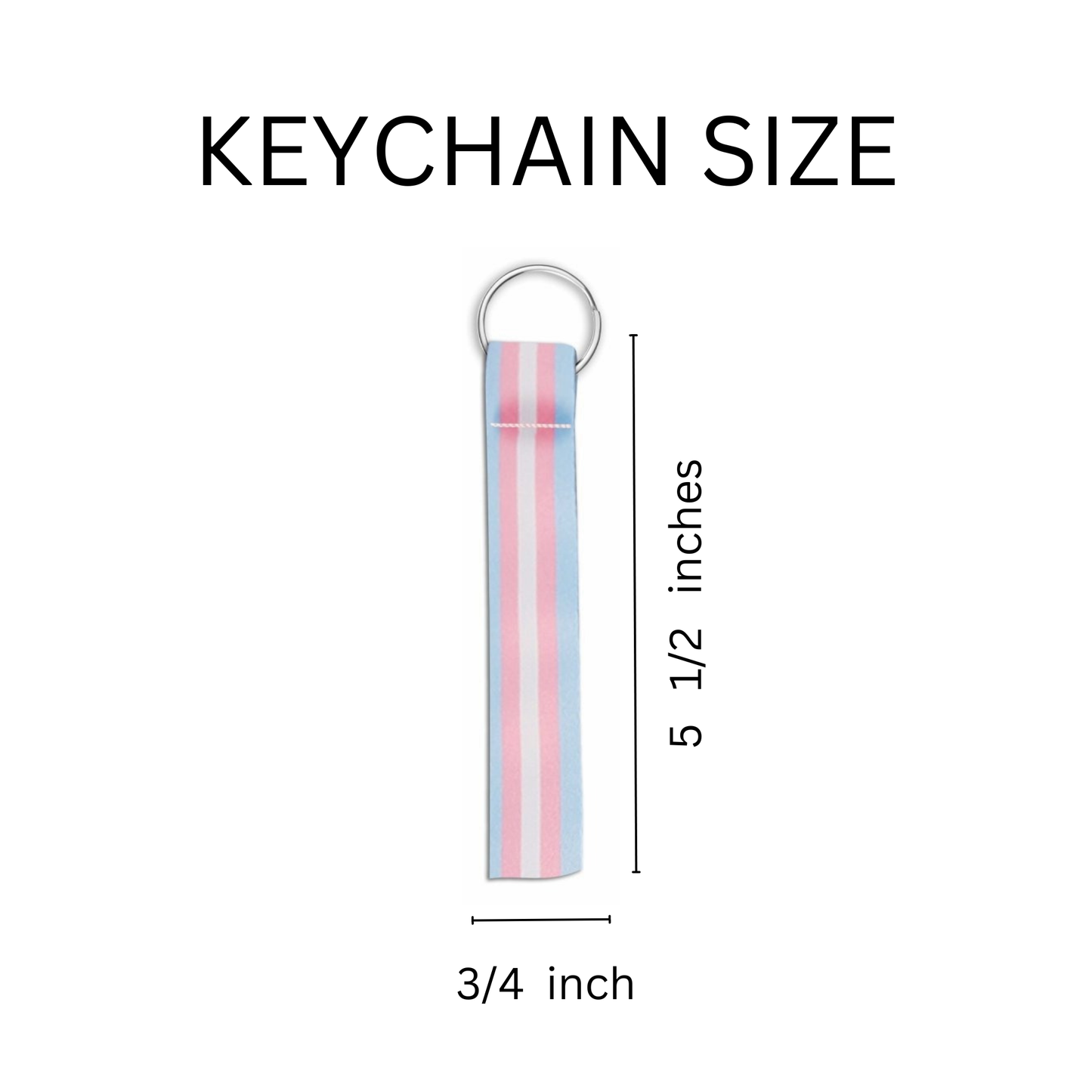 Keychain with measurements on a white background