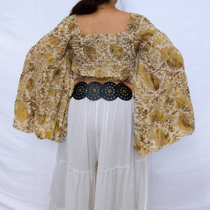 Bohemian Flowy Long Ruffle Sleeve Top