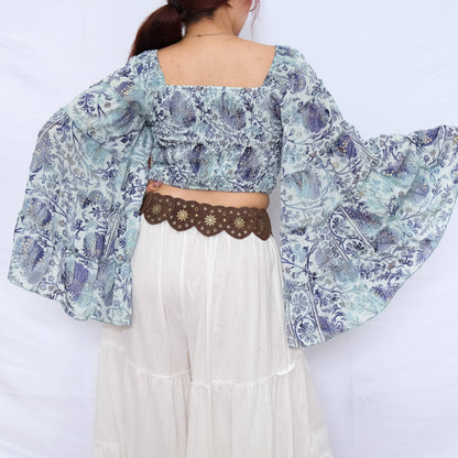 Bohemian Flowy Long Ruffle Sleeve Top