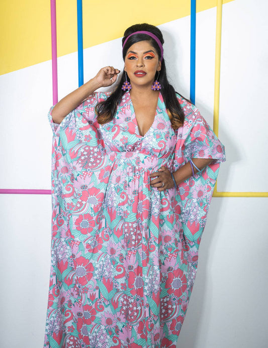 Floral Pocket Caftan in Watermelon