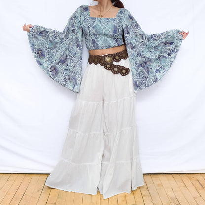 Bohemian Flowy Long Ruffle Sleeve Top
