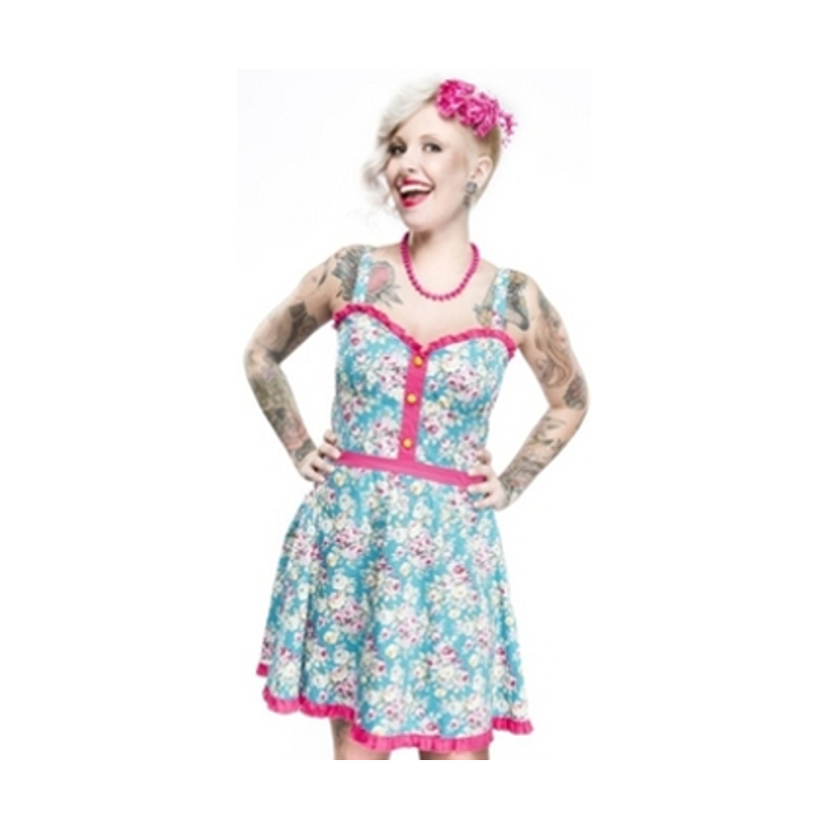 Sourpuss Rosey Luau Hawaiian Floral Retro Summer Fun Dress