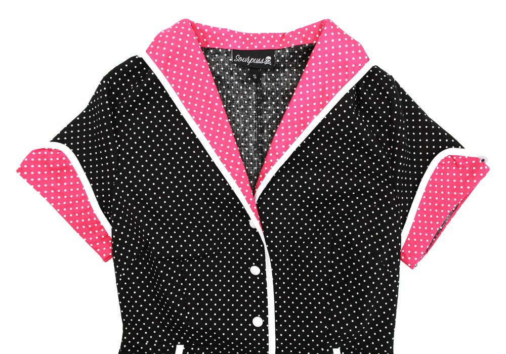 Sourpuss Peggy Sue Retro 1950s Diner Style Dress Polka Dots Dress