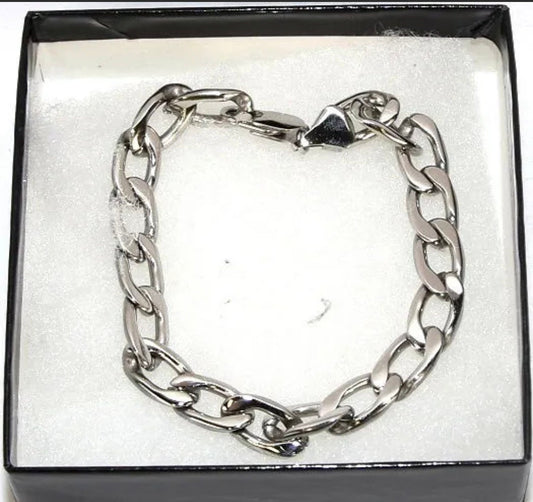 Men's Masc 8.5" Stainless Steel Silver Chain Link Bracelet Jewelry