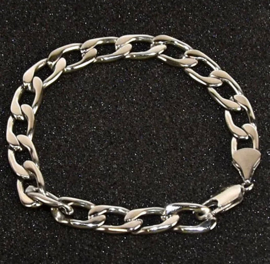 Men's Masc 8.5" Stainless Steel Silver Chain Link Bracelet Jewelry