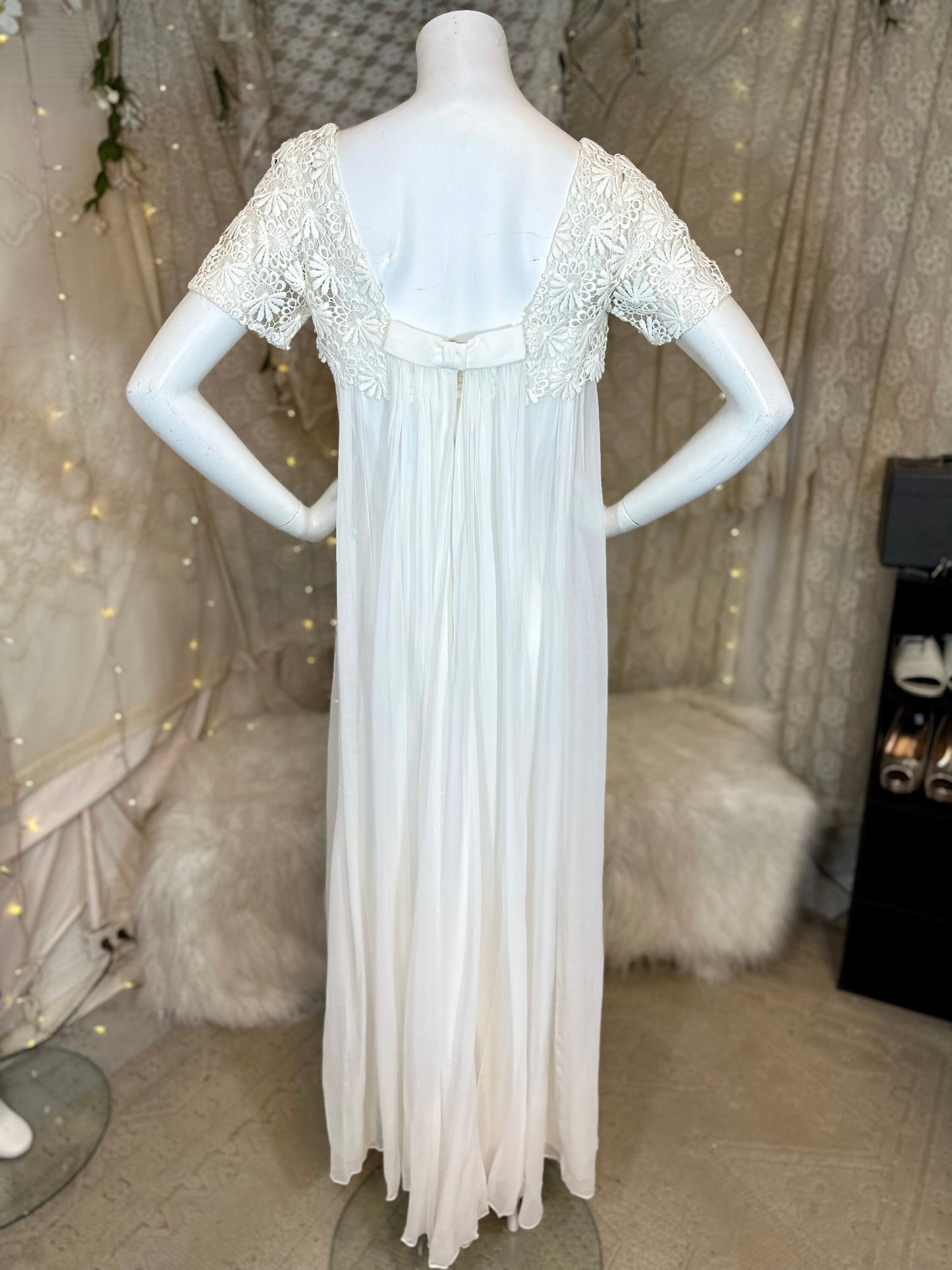 Goldie 70s Embroidered Yoke Maxi Wedding Dress