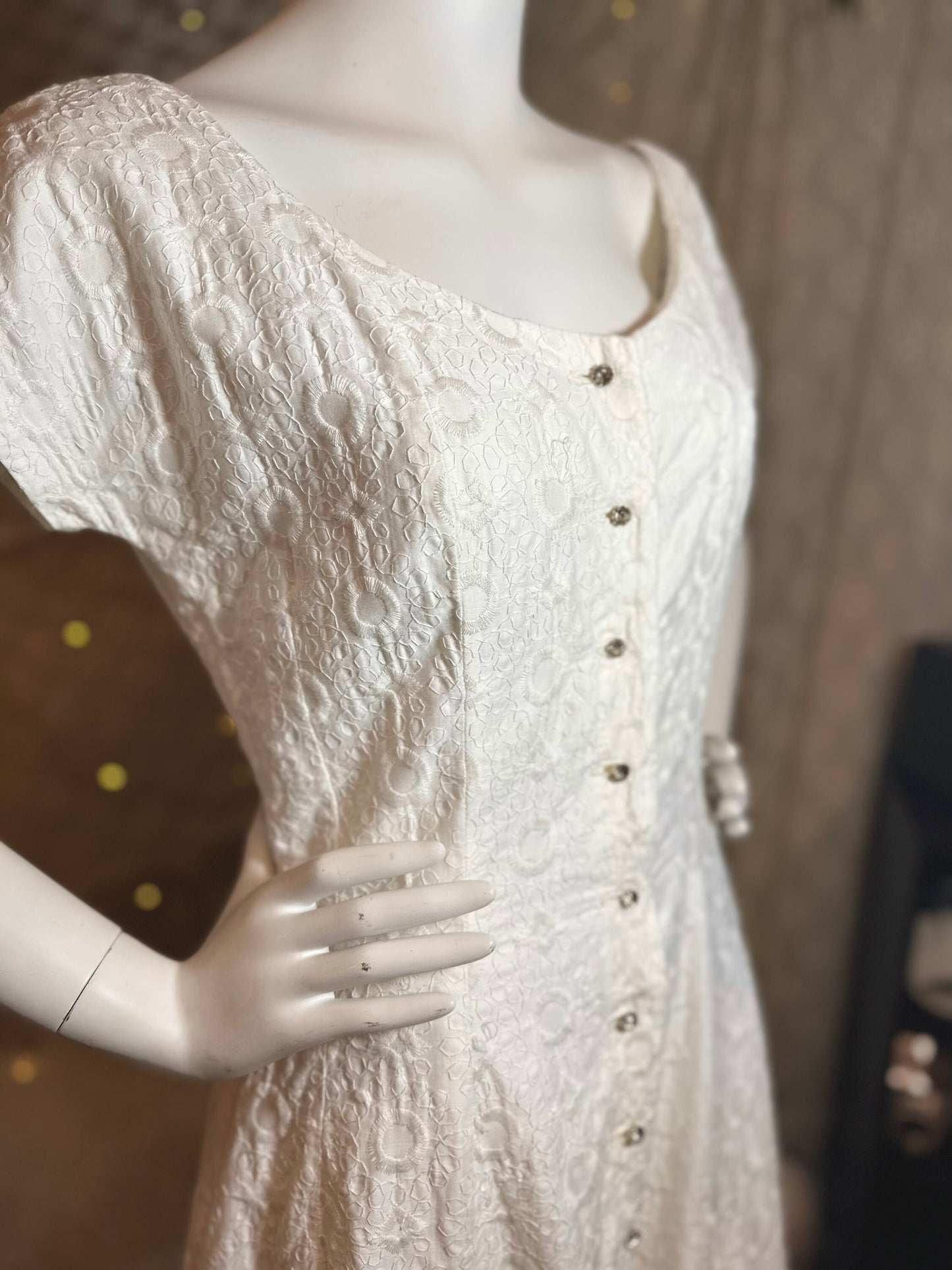 Jerry Gliden 1950s fit and flare white dress