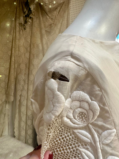 Vintage Crotched Lace Wedding Dress AS IS