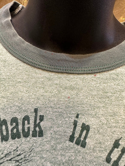 1970's Graphic Ringer T-shirt,  "I went back in time at Greenfield Village"  Size M As Is