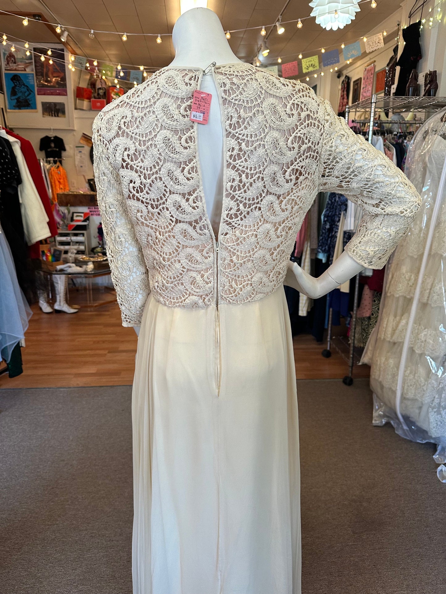 Vintage Fred Pearlberg I. Magnin 1960's Irish Lace Wedding Dress