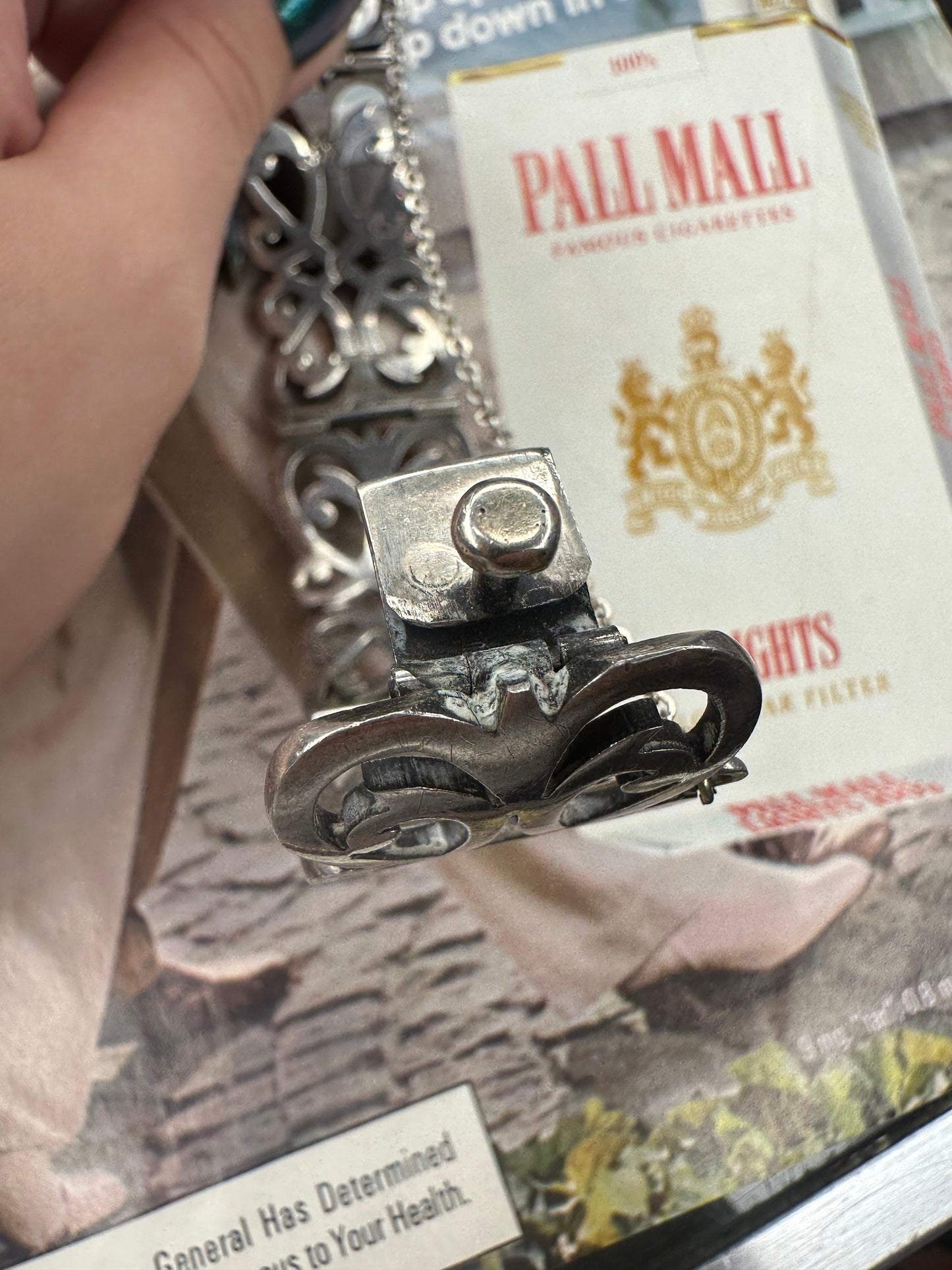 Vintage Mexican Cheo Silver scrollwork bracelet