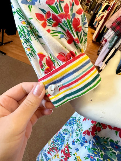 1970’s Matti of Lynne Primary Floral Two-Piece Set
