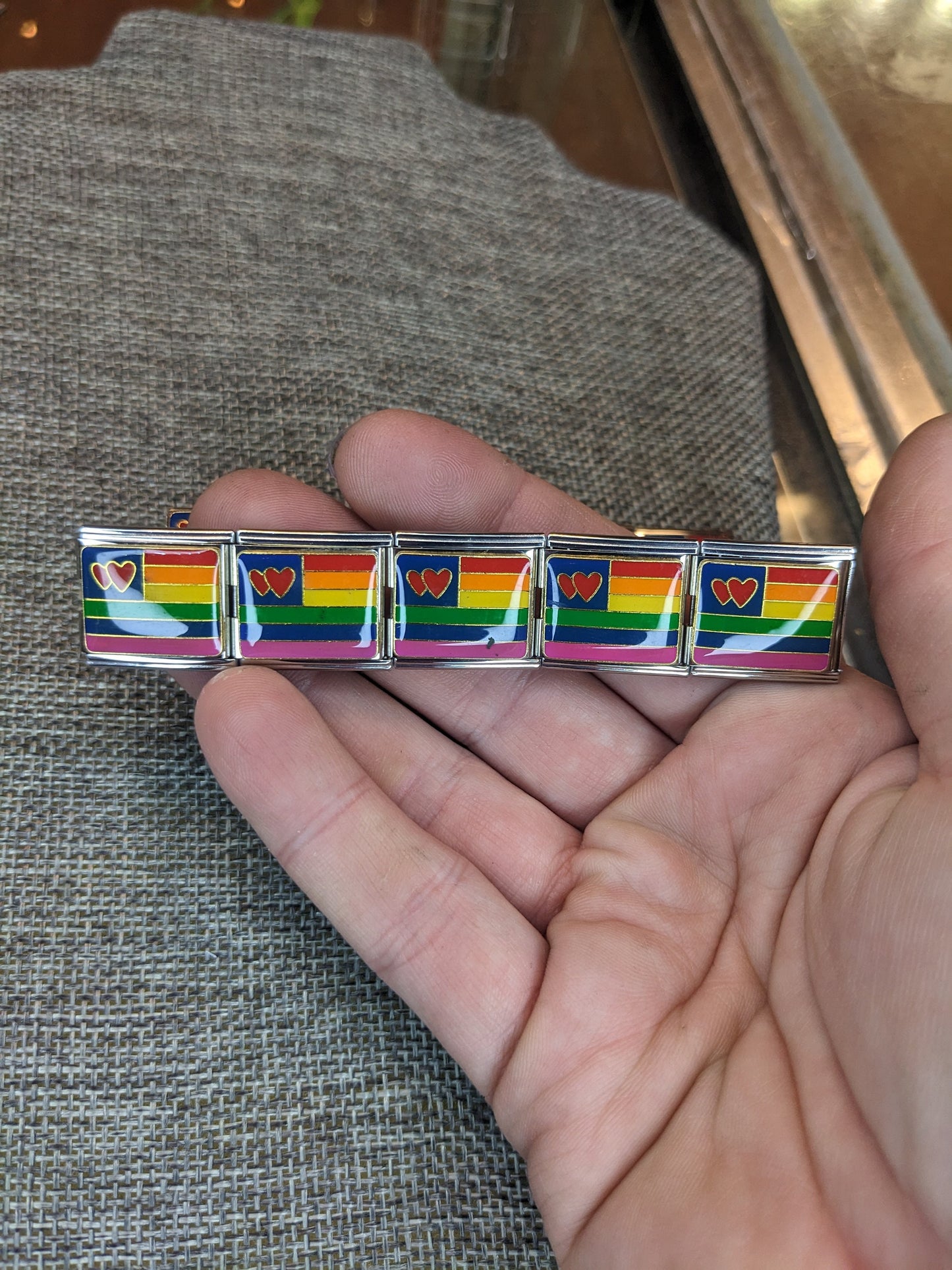 Extra large wide Italian charms - gay pride