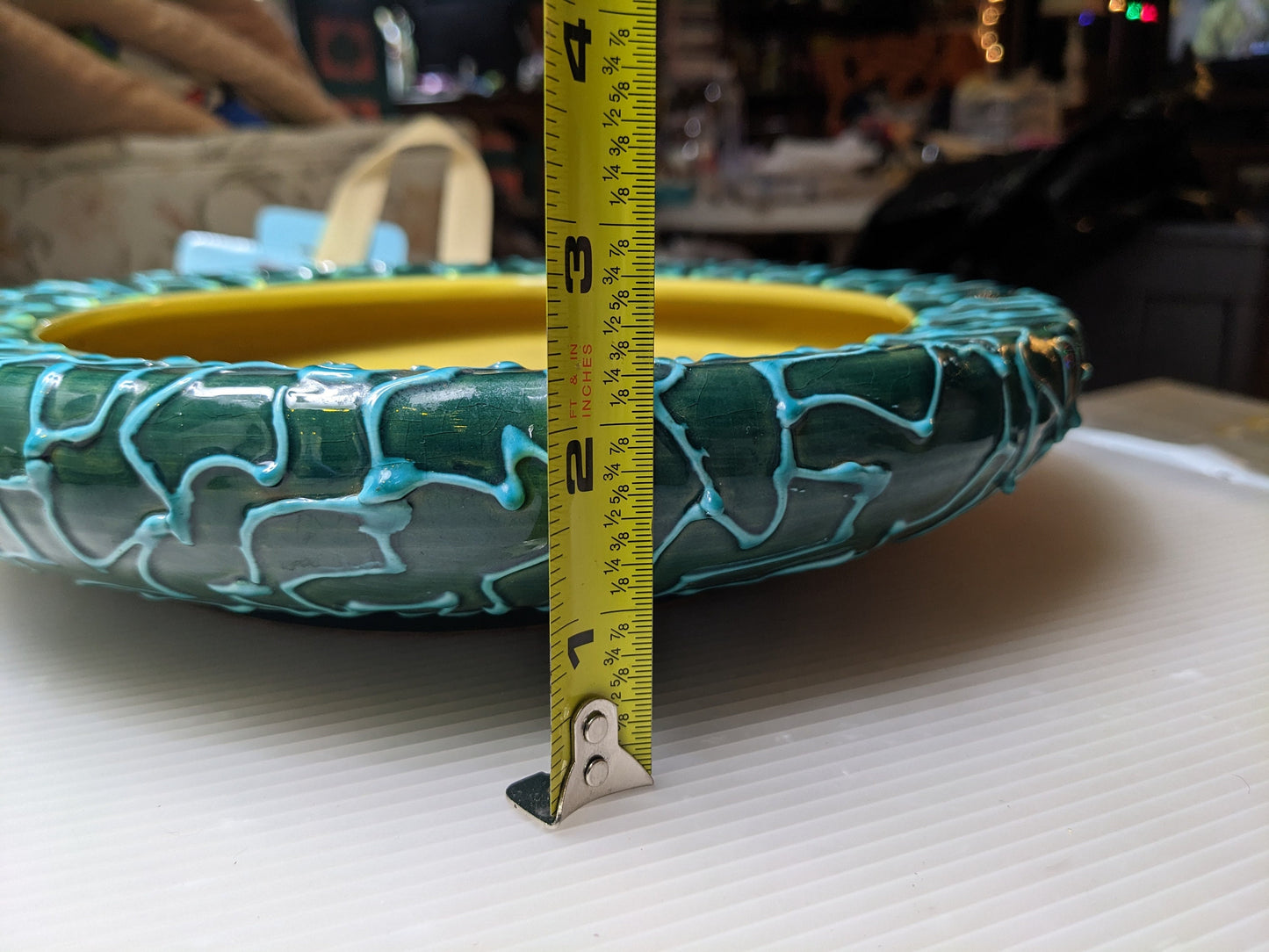 MCM slip trail squiggle Italy pottery dish low wide planter