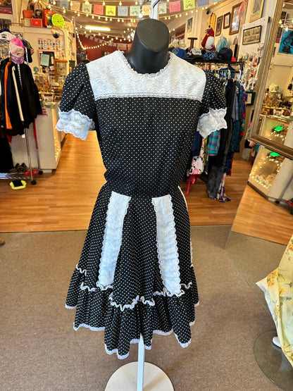 1970's Partner Please Black and White Square dancing dress