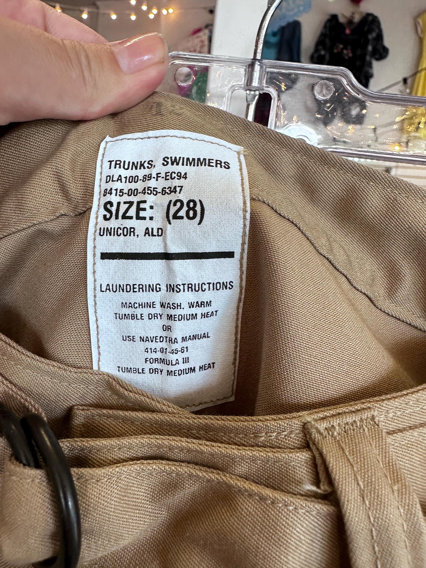 Deadstock Beige U.S. Navy Dive Swim Trunks size Small - XS