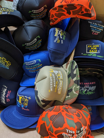 Grab bag mix! Lot of 4 Deadstock Vintage Trucker cap hat Funny Novelty