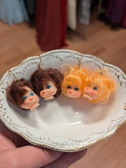 Handmade Hello Dolly Vintage Doll Head Earrings