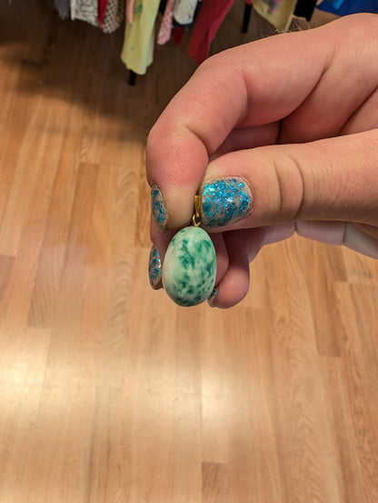 Green Dot Spotted Jade Tumbled Natural stone Pendant