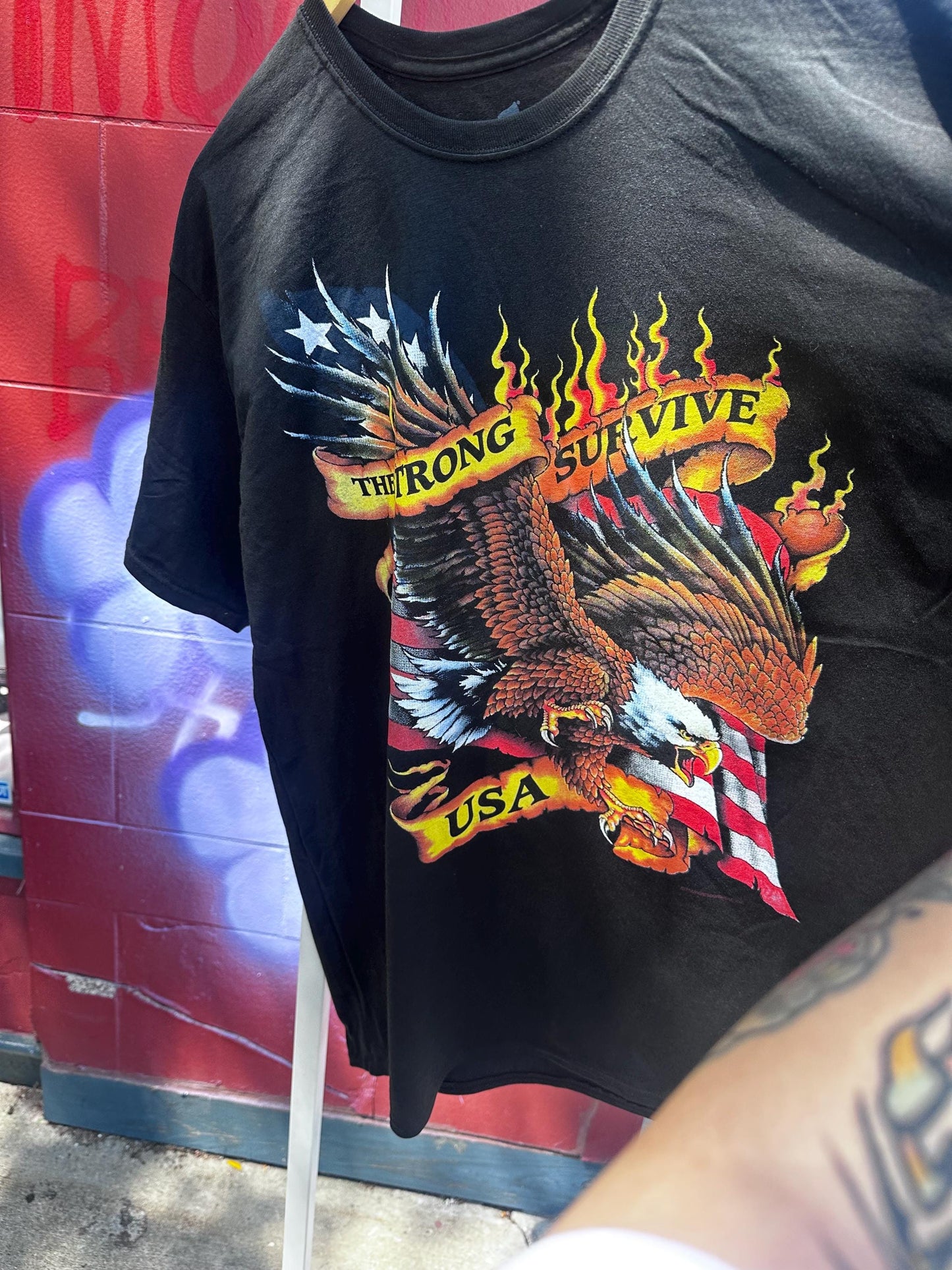 Y2K  Eagle Flag Novelty Deadstock Shirt xxl
