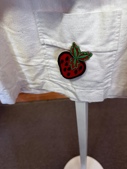 Vintage Childrens Cotton Dress with a strawberry patch as is