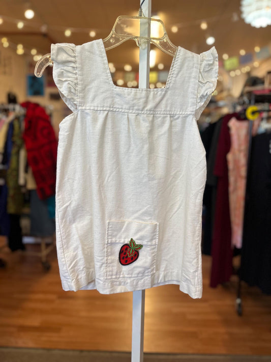 Vintage Childrens Cotton Dress with a strawberry patch as is