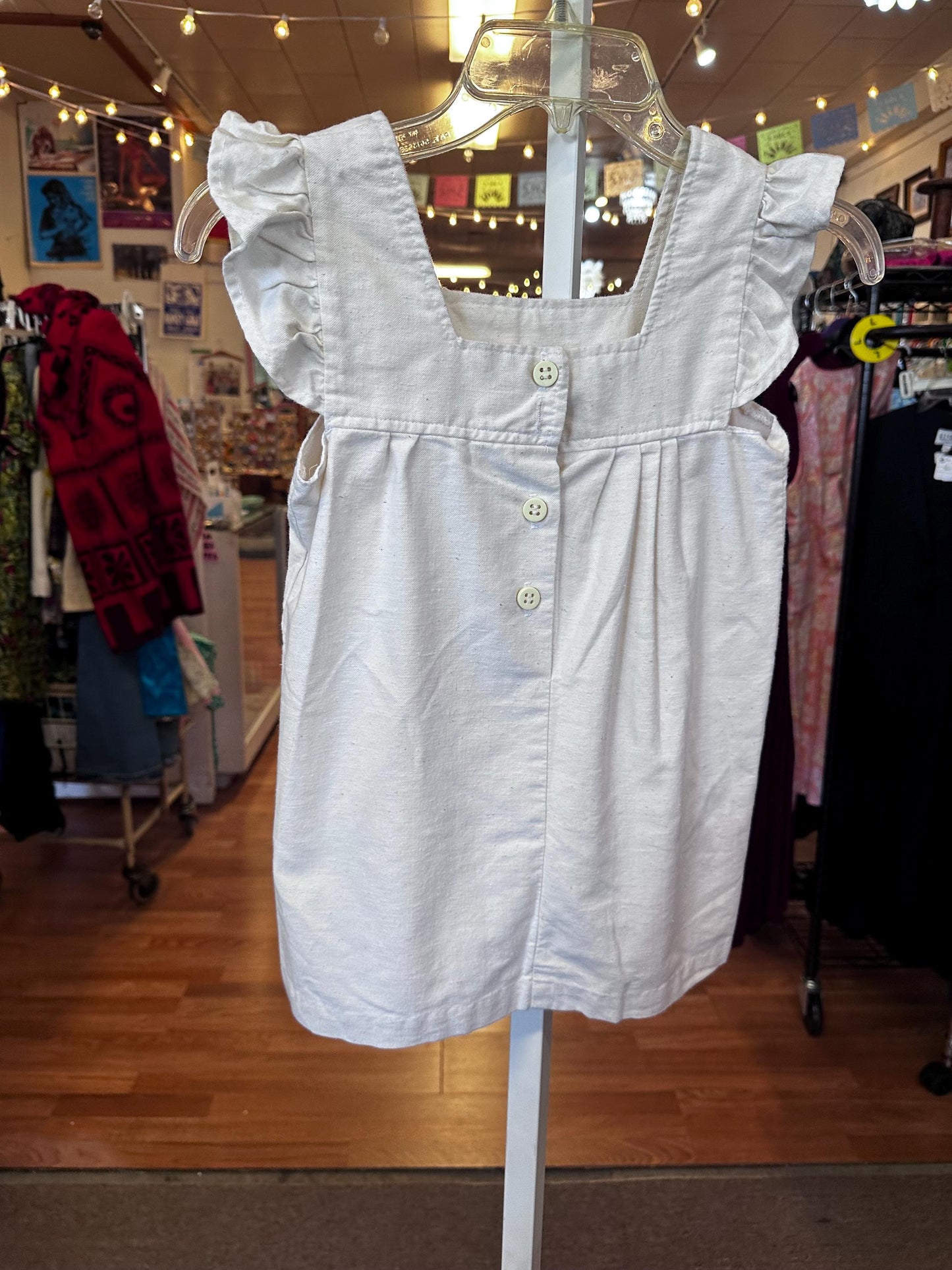 Vintage Childrens Cotton Dress with a strawberry patch as is