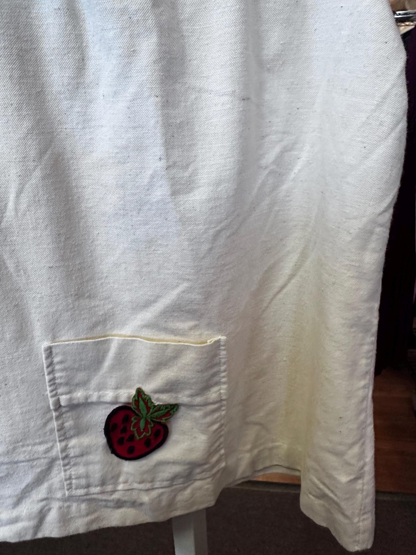 Vintage Childrens Cotton Dress with a strawberry patch as is
