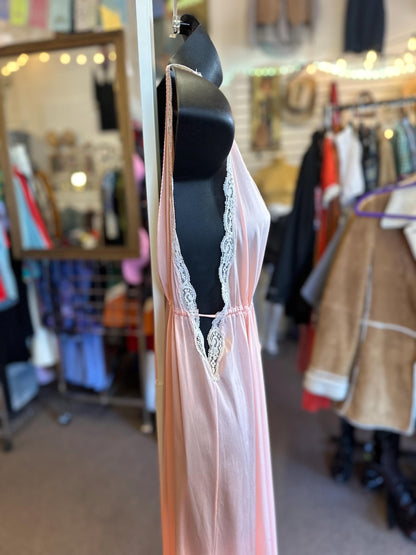 1960's/70's Mistee Maxi Nylon Peach Nightgown