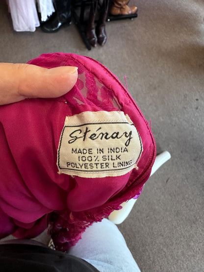 1980's Vintage Magenta Sequin Silk  Stenay Cocktail Dress