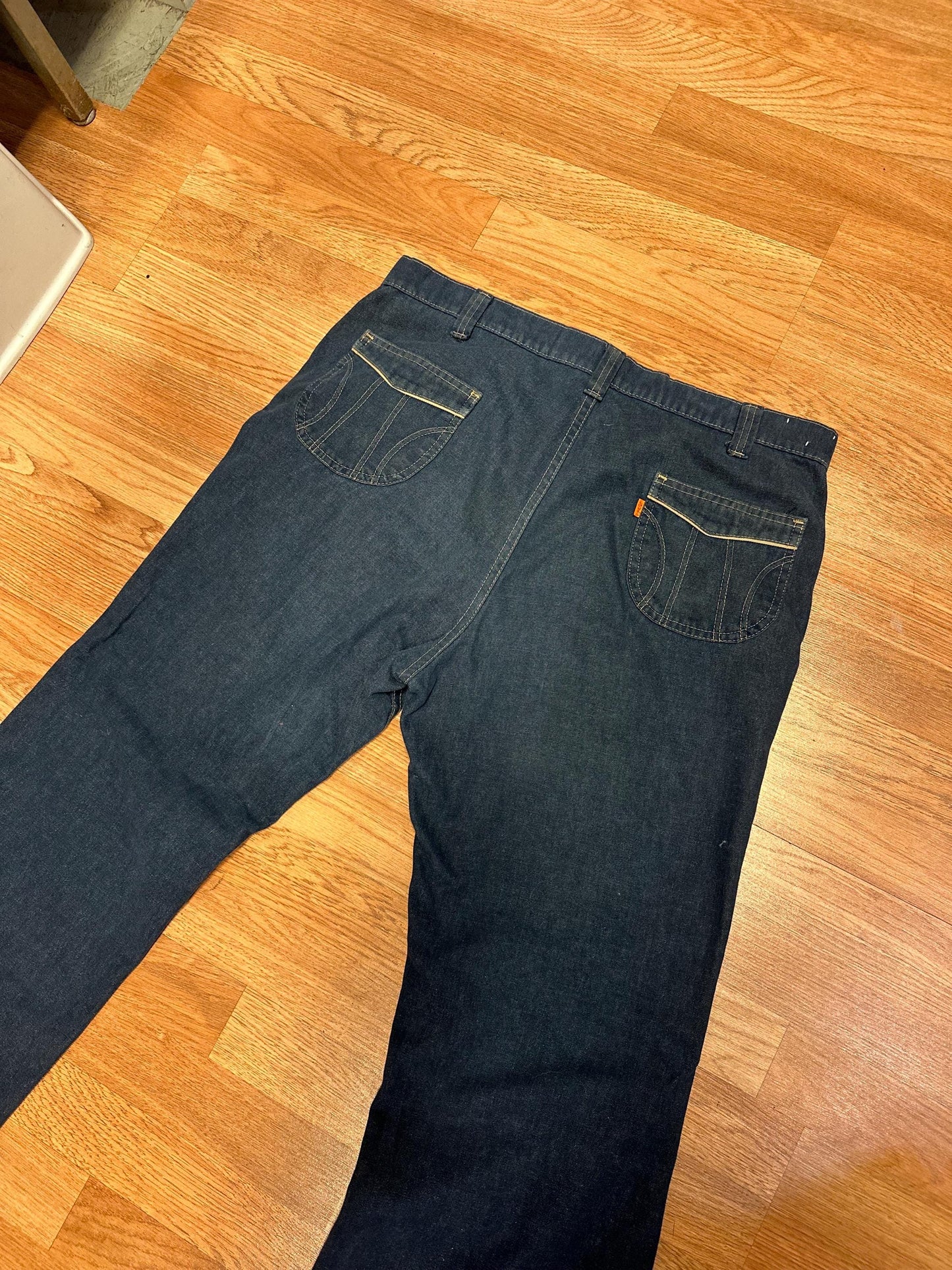1970's Orange Tab 38 Waist Bootcut Levi's Dark Wash