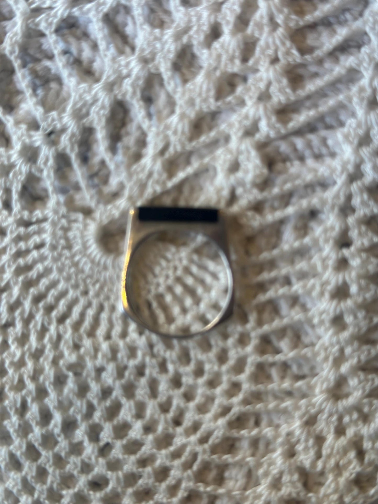 Vintage Sterling Silver Modernist Bar Onyx Ring Size 9