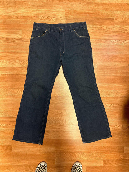 1970's Orange Tab 38 Waist Bootcut Levi's Dark Wash