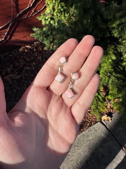 3 Piece Vintage Sterling Silver Pink Conch Shell Set Navajo Style