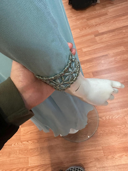 70s Disco Baby Vintage Baby blue and Gold Palazzo Pants Jumpsuit