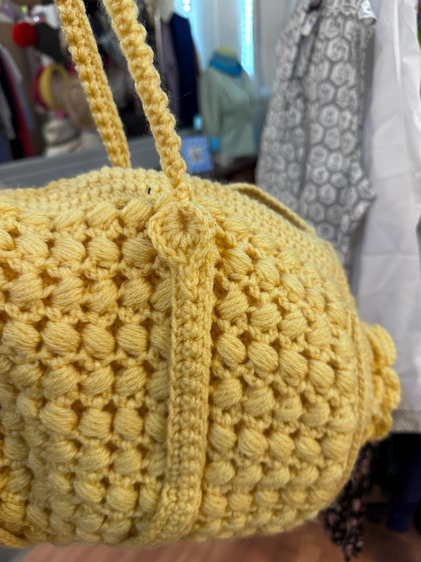 Huge Hand Crocheted Duffle Tote Bag Vintage SALE