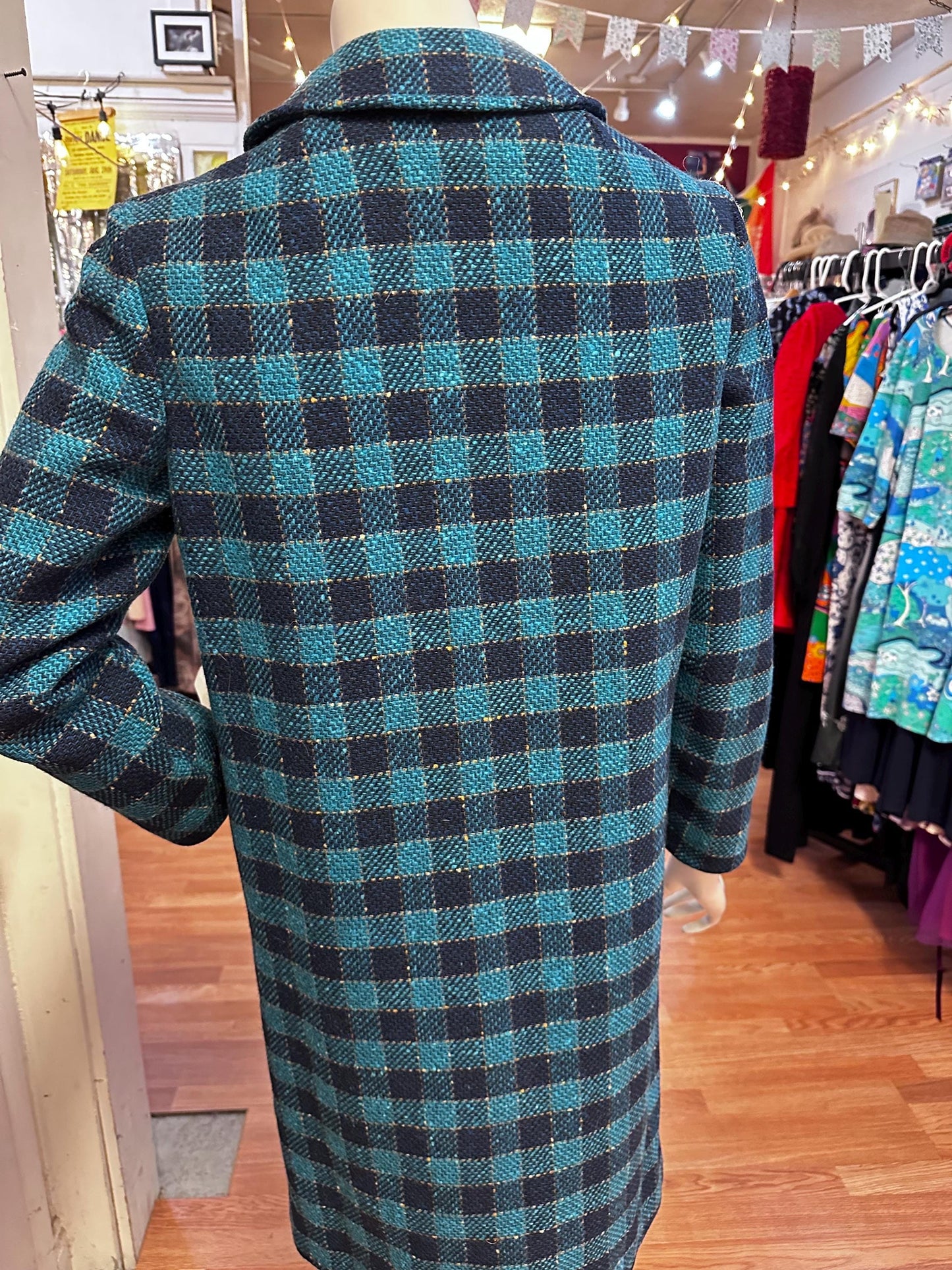 1960's Vintage Blue Plaid Wool Coat Rare Pendleton